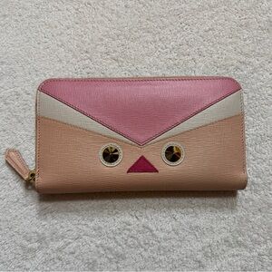 Fendi Pink and Tan Zipper Wallet